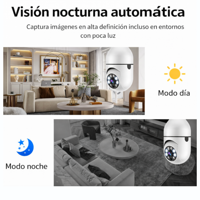 Cámara Smart HD 360° Tipo Ampolleta WiFi