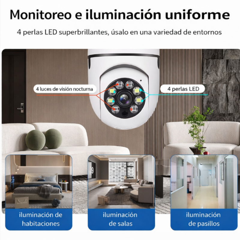 Cámara Smart HD 360° Tipo Ampolleta WiFi