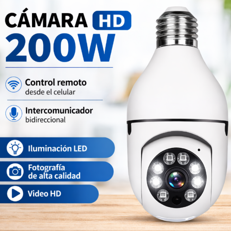 Cámara Smart HD 360° Tipo Ampolleta WiFi