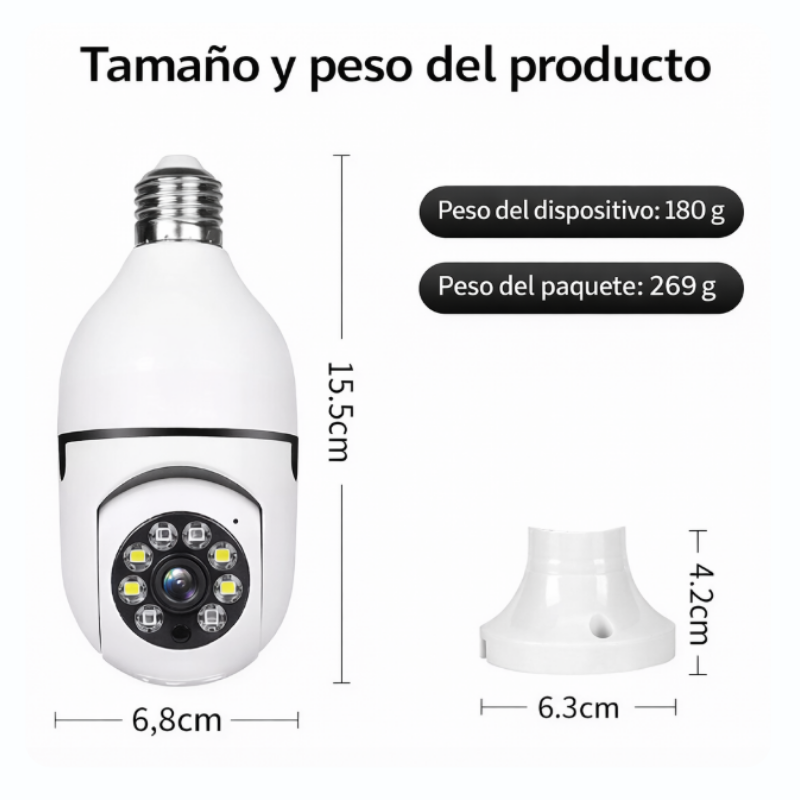 Cámara Smart HD 360° Tipo Ampolleta WiFi