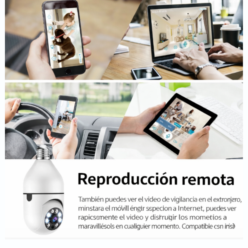 Cámara Smart HD 360° Tipo Ampolleta WiFi