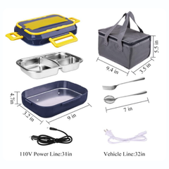 Lonchera Eléctrica Portátil Acero con Accesorios