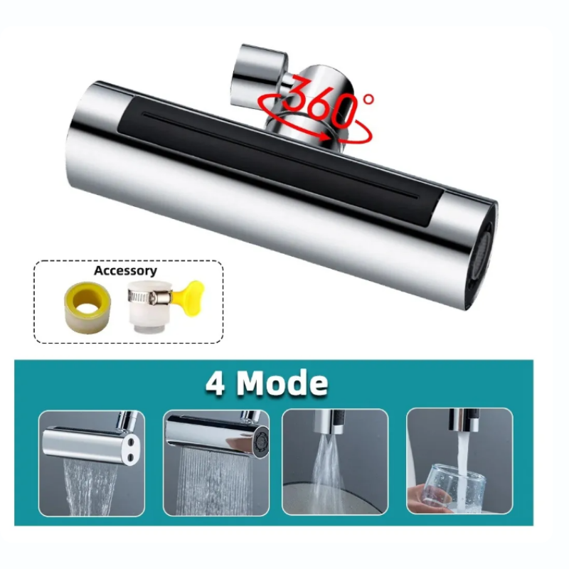 Llave de grifo 4 en 1 para fregadero de cocina: Cabezal giratorio 360° Universal