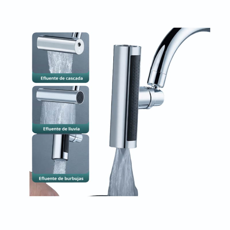 Llave de grifo 4 en 1 para fregadero de cocina: Cabezal giratorio 360° Universal