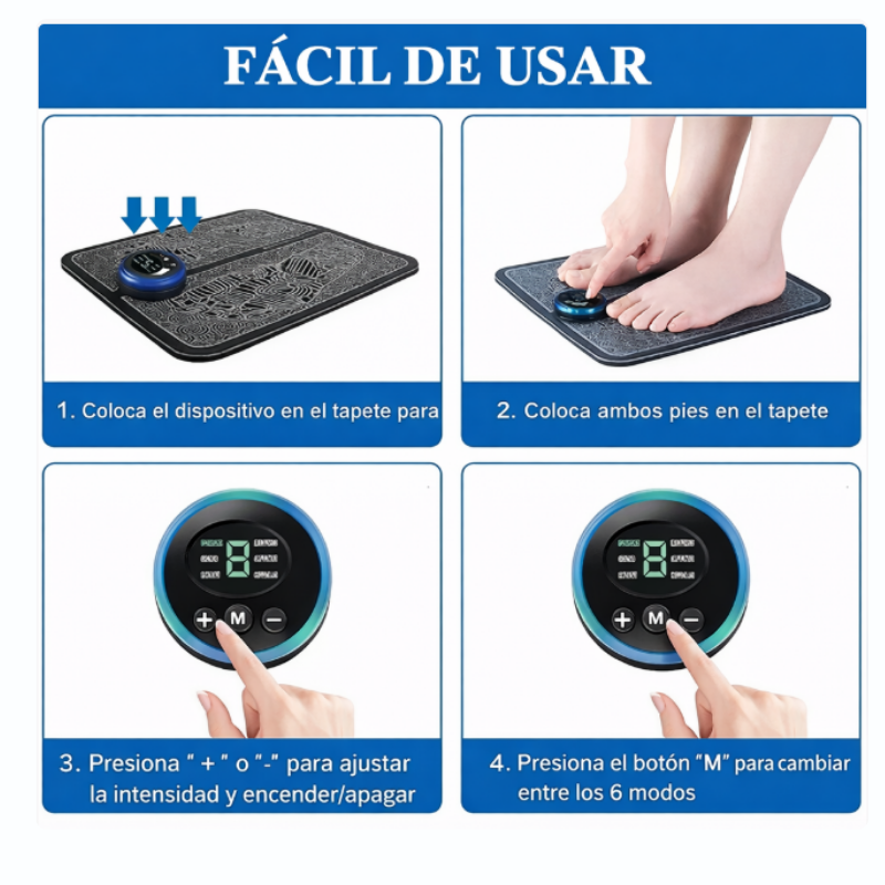 Masajeador de Pies Eléctrico EMS – Alfombrilla de Fisioterapia Recargable