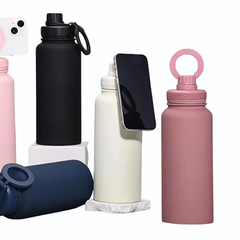 Botella Térmica de Acero Inoxidable 800 ml con Soporte Magnético para Celular