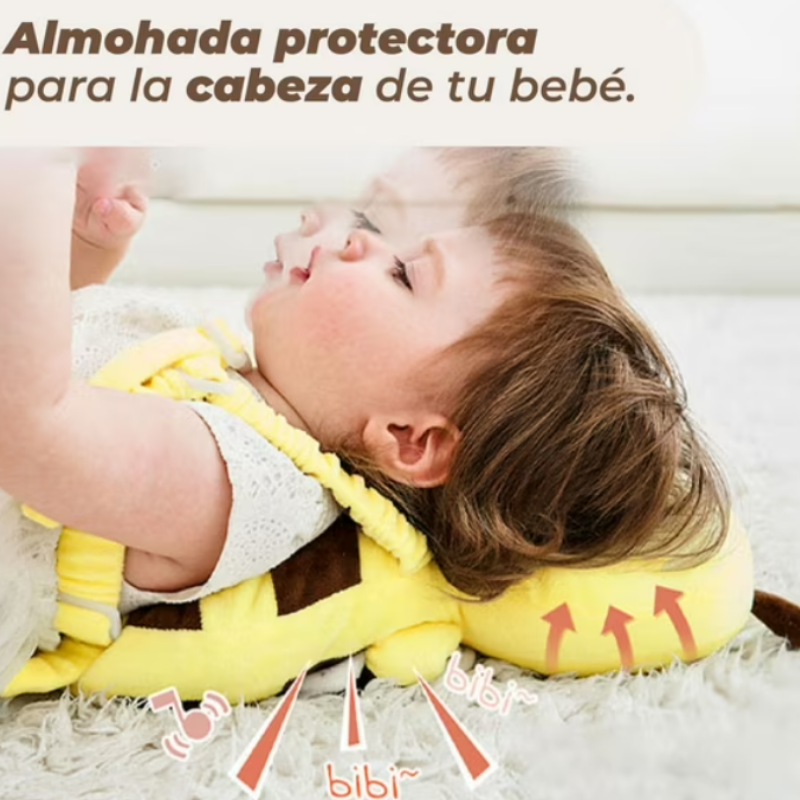Protector de Cabeza para Bebé Diseño Abejita – Almohada de Seguridad Ajustable