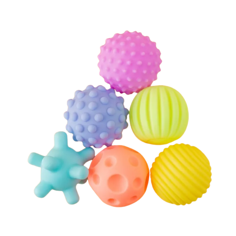Set de 6 Pelotas Sensoriales para Bebé – Estimulación y Desarrollo Temprano