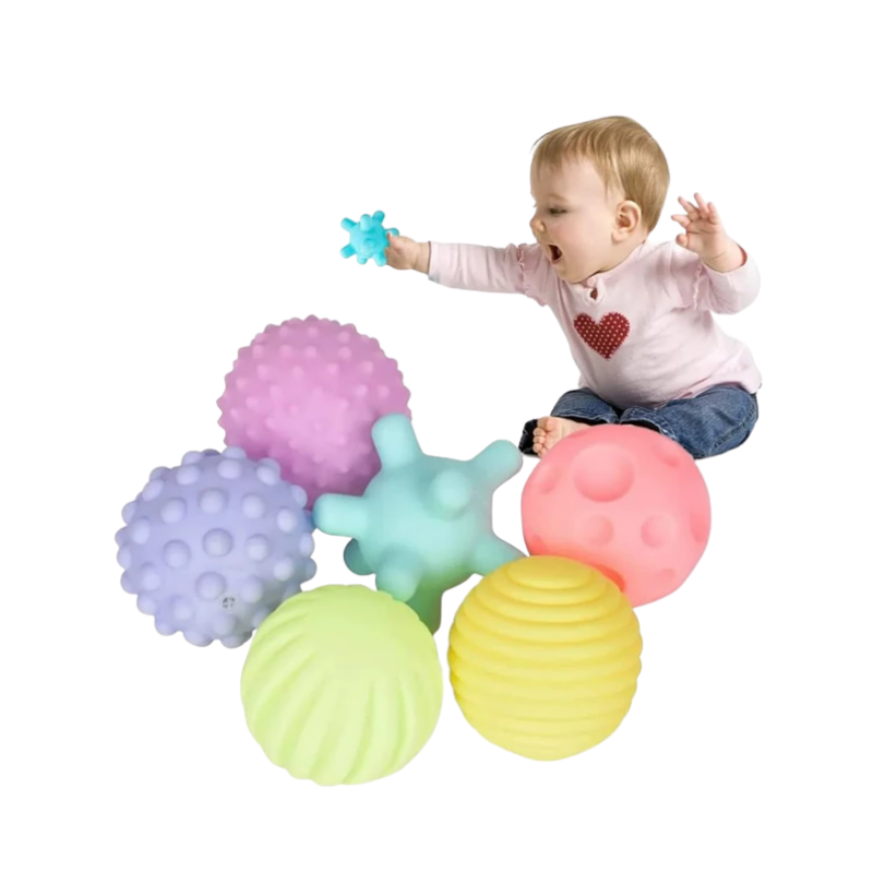 Set de 6 Pelotas Sensoriales para Bebé – Estimulación y Desarrollo Temprano