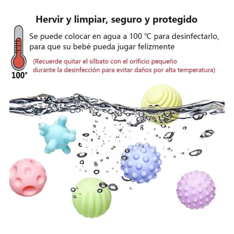 Set de 6 Pelotas Sensoriales para Bebé – Estimulación y Desarrollo Temprano