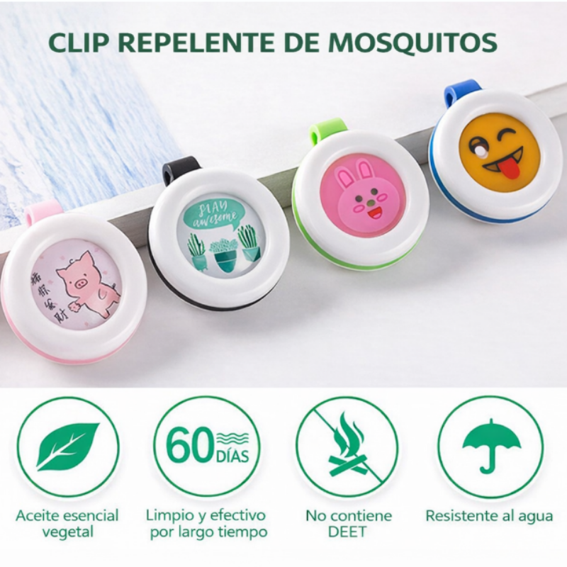 Botón Repelente de Mosquitos para Bebé – Clip con Aceite de Citronela